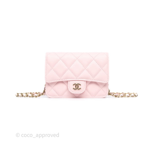 Chanel Mini Wallet With Chain Light Pink Caviar Gold Hardware