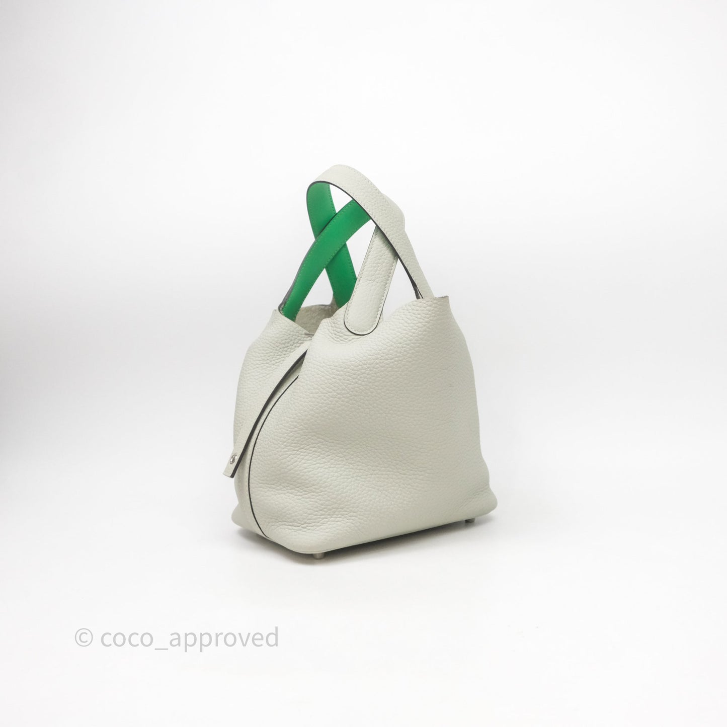 Hermes Picotin 18 Gris Neve/Vert 0V Comics Clemence Palladium Hardware
