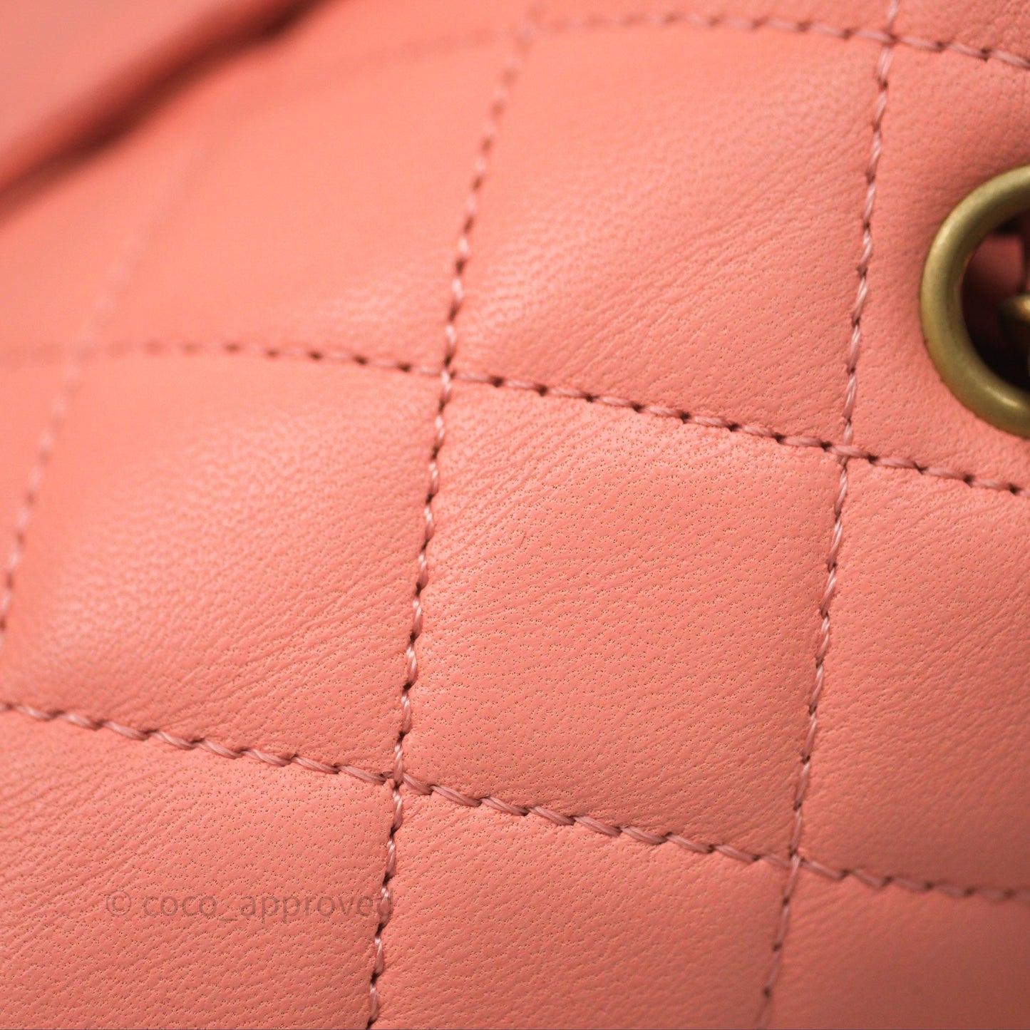Chanel Pearl Crush Mini Square Quilted Peachy Pink Lambskin Aged Gold Hardware