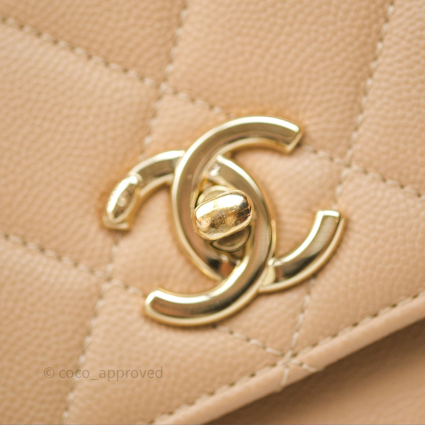 Chanel Quilted Small Business Affinity Flap Beige Caviar Gold Hardware