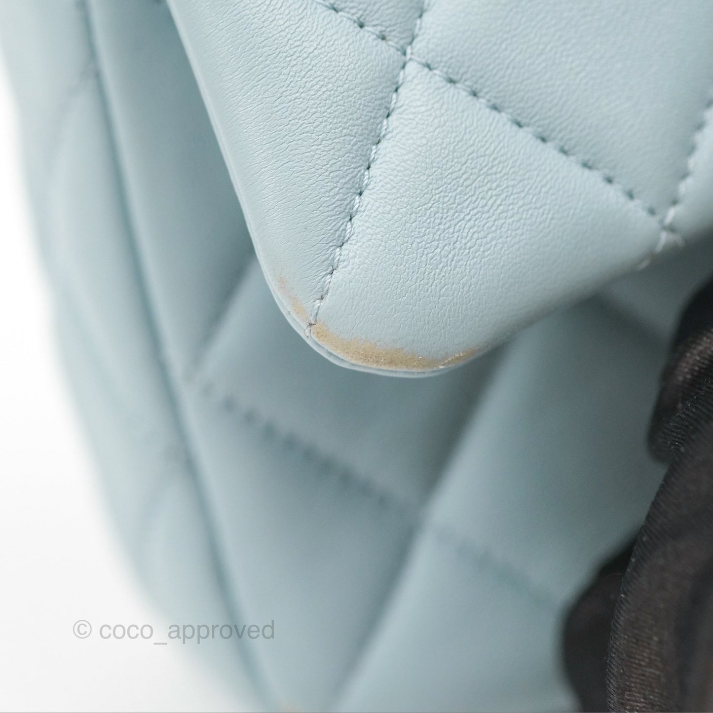 Chanel Quilted Enamel Pending CC Mini Square Flap Baby Blue Lambskin 22P