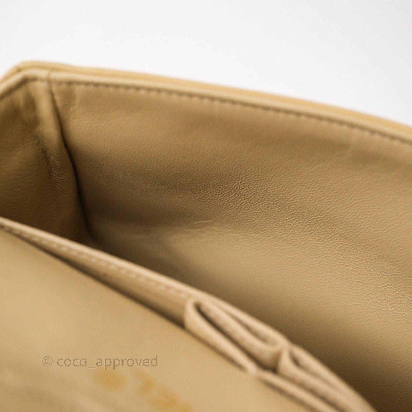 Chanel Vintage Small Classic Flap Beige Lambskin 24K Gold Hardware