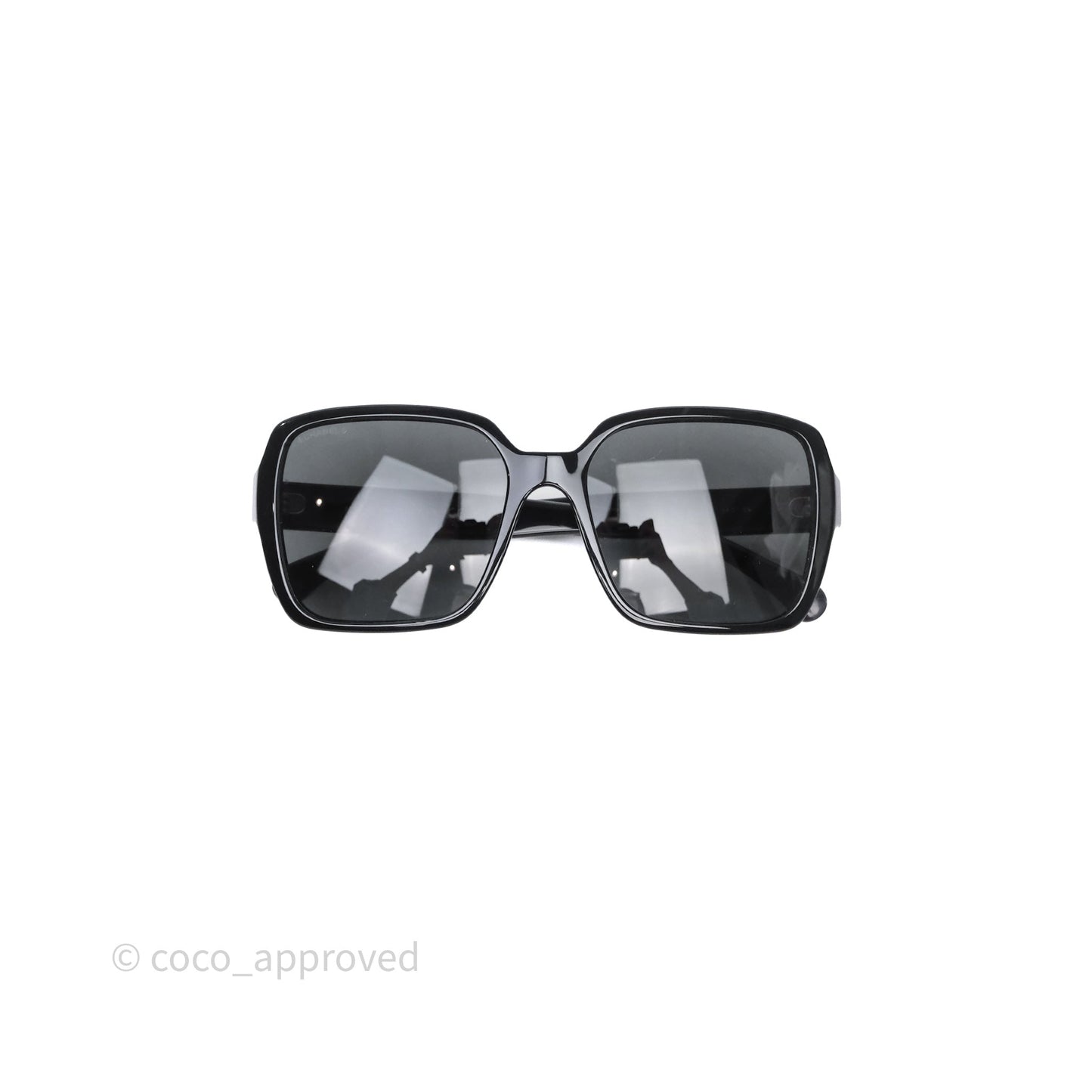 Chanel White Logo Sunglasses Black
