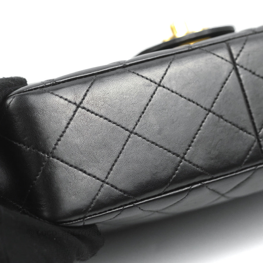 Chanel Vintage Small Flap Bag Black Lambskin 24K Gold Hardware