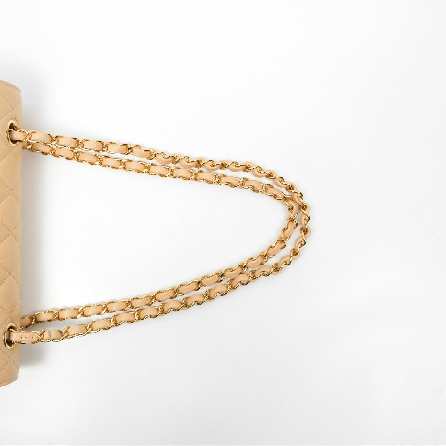 Chanel Small Quilted Classic Flap Beige Caviar Gold Hardware