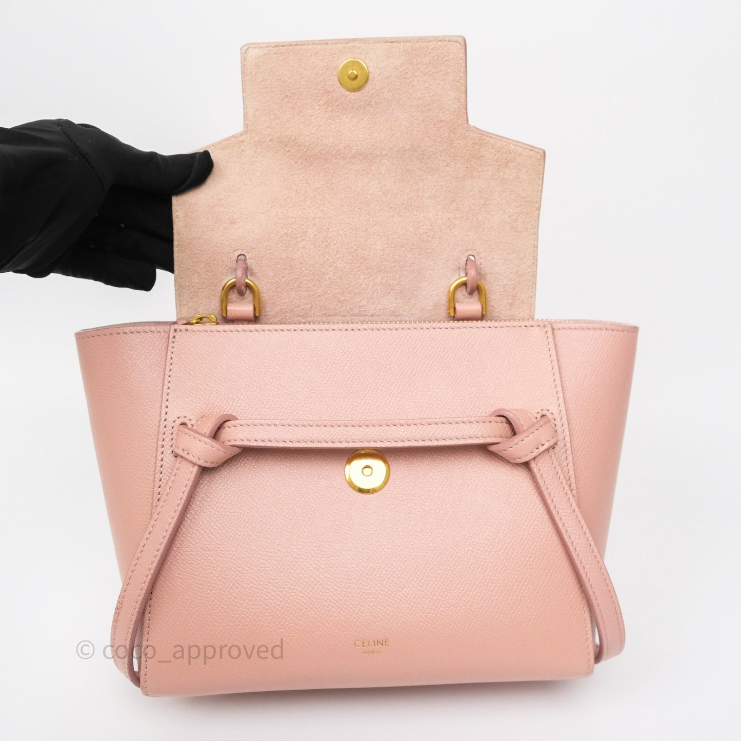 Celine Nano Belt Bag Vintage Pink Grained Calfskin Gold Hardware