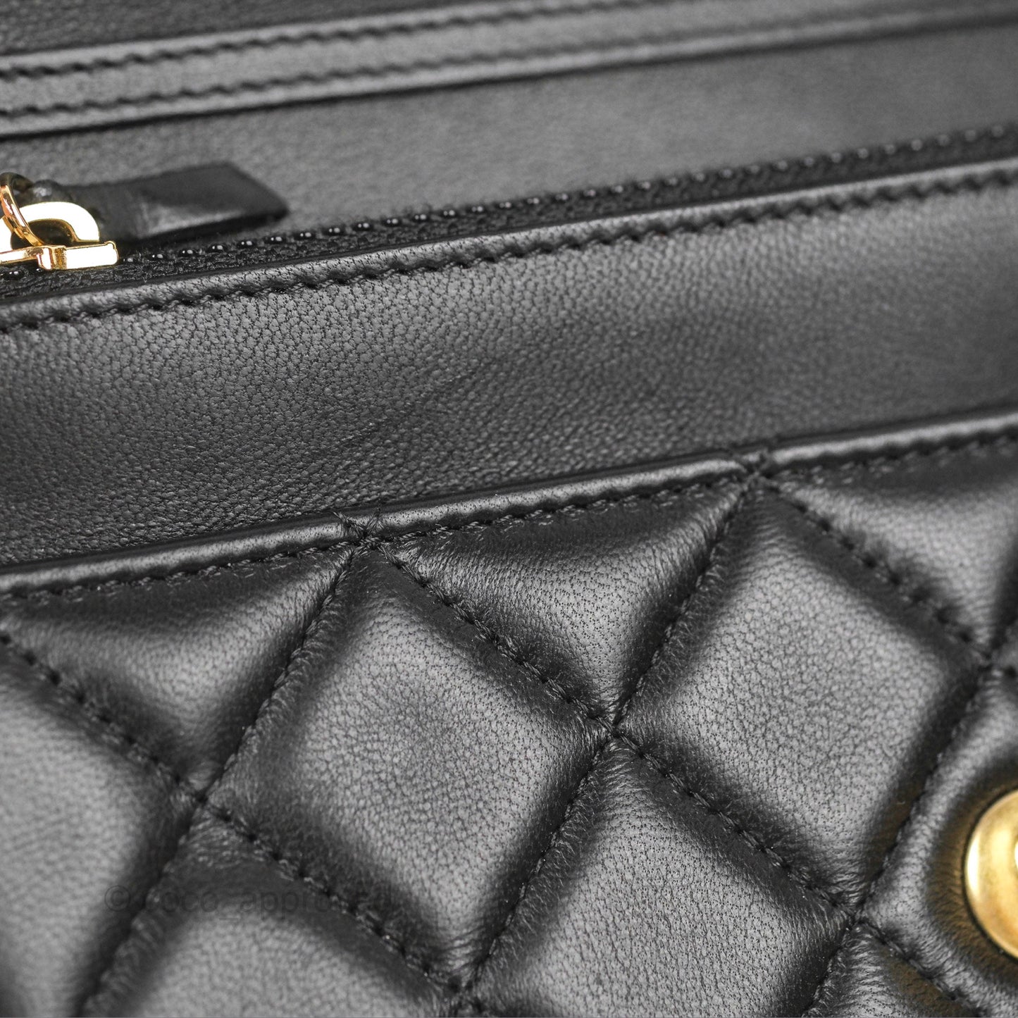 Chanel Quilted Pearl Crush Wallet on Chain WOC Black Lambskin Aged Gold Hardware