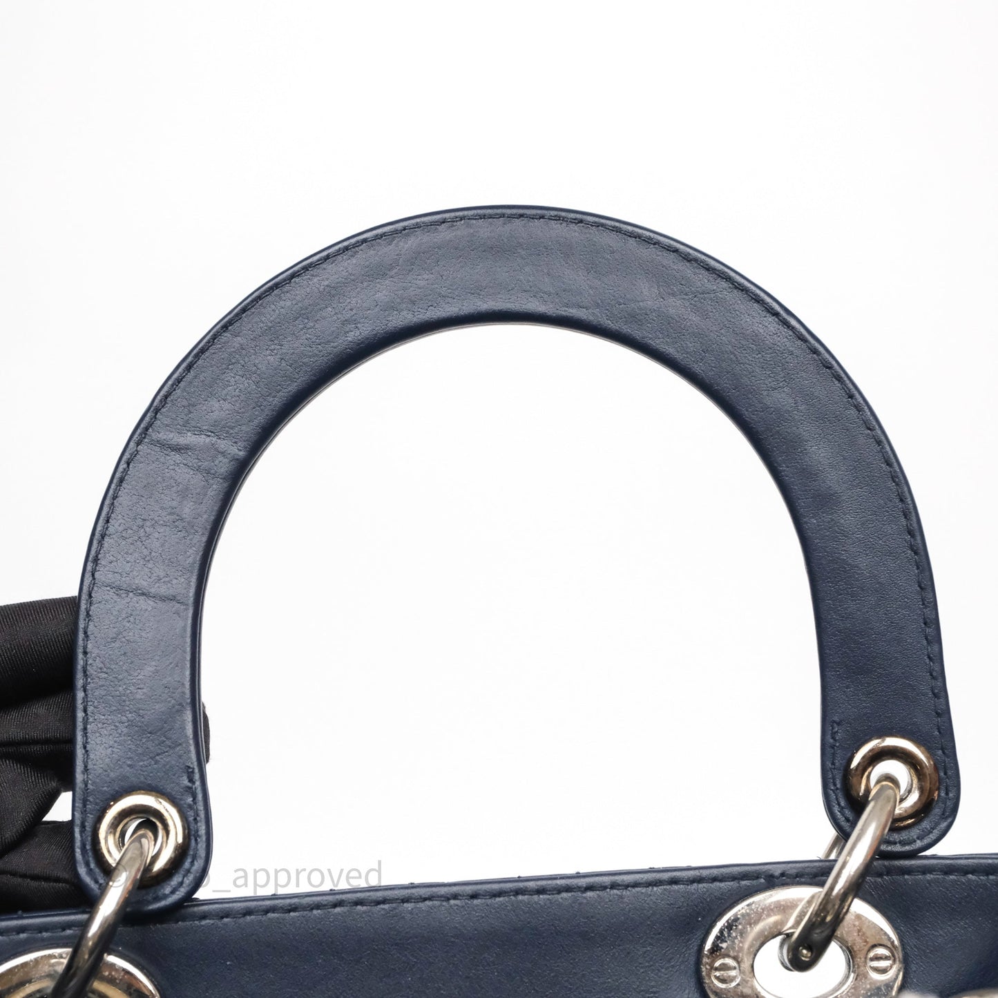 Christian Dior Medium Lady Dior Navy Lambskin Silver Hardware