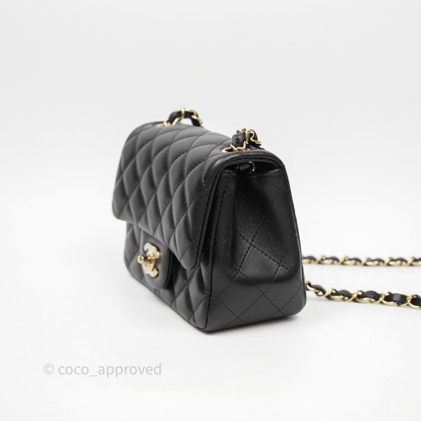 Chanel Mini Square Quilted Black Lambskin Gold Hardware