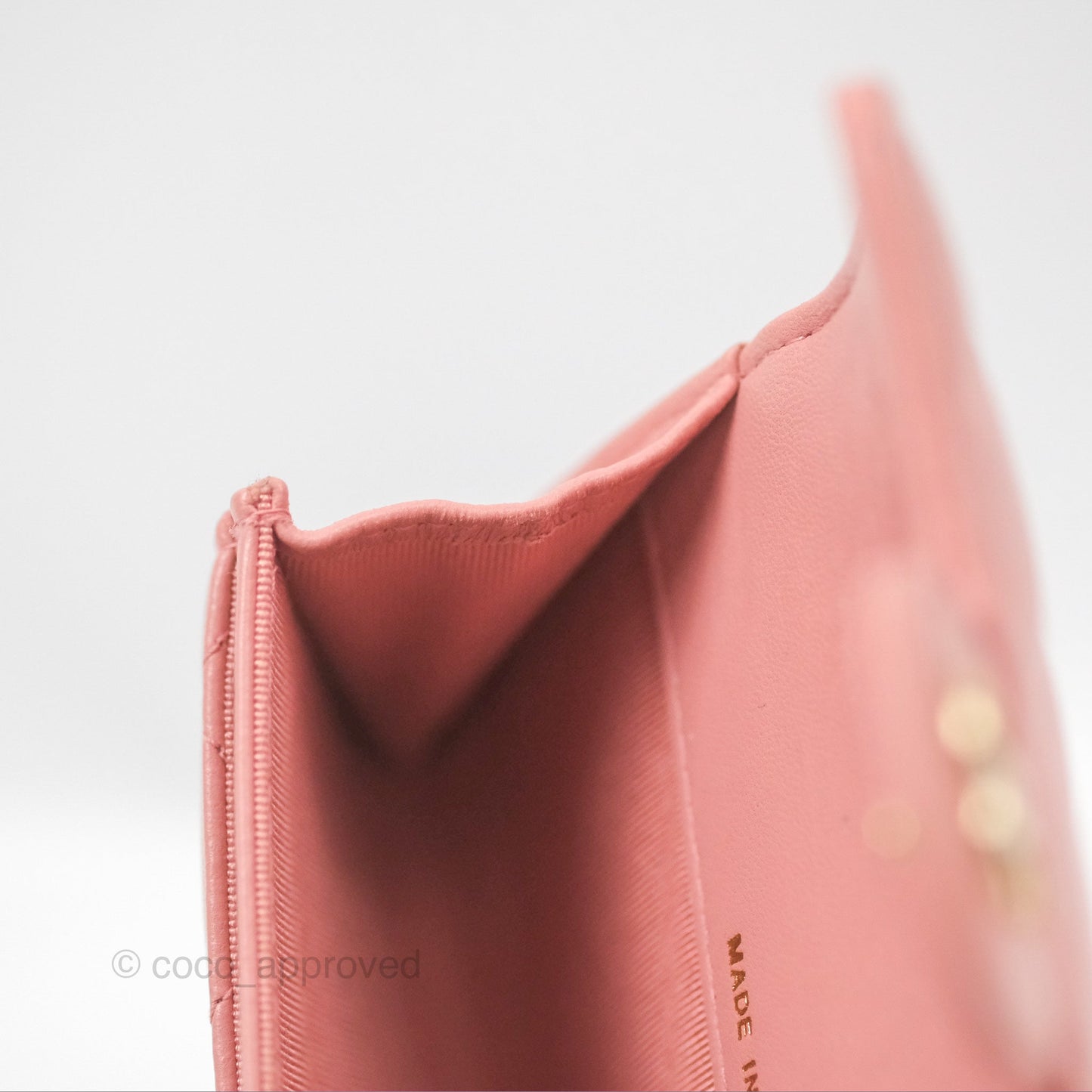 Chanel Quilted Flap Card Holder Pink Lambskin Gold Hardware