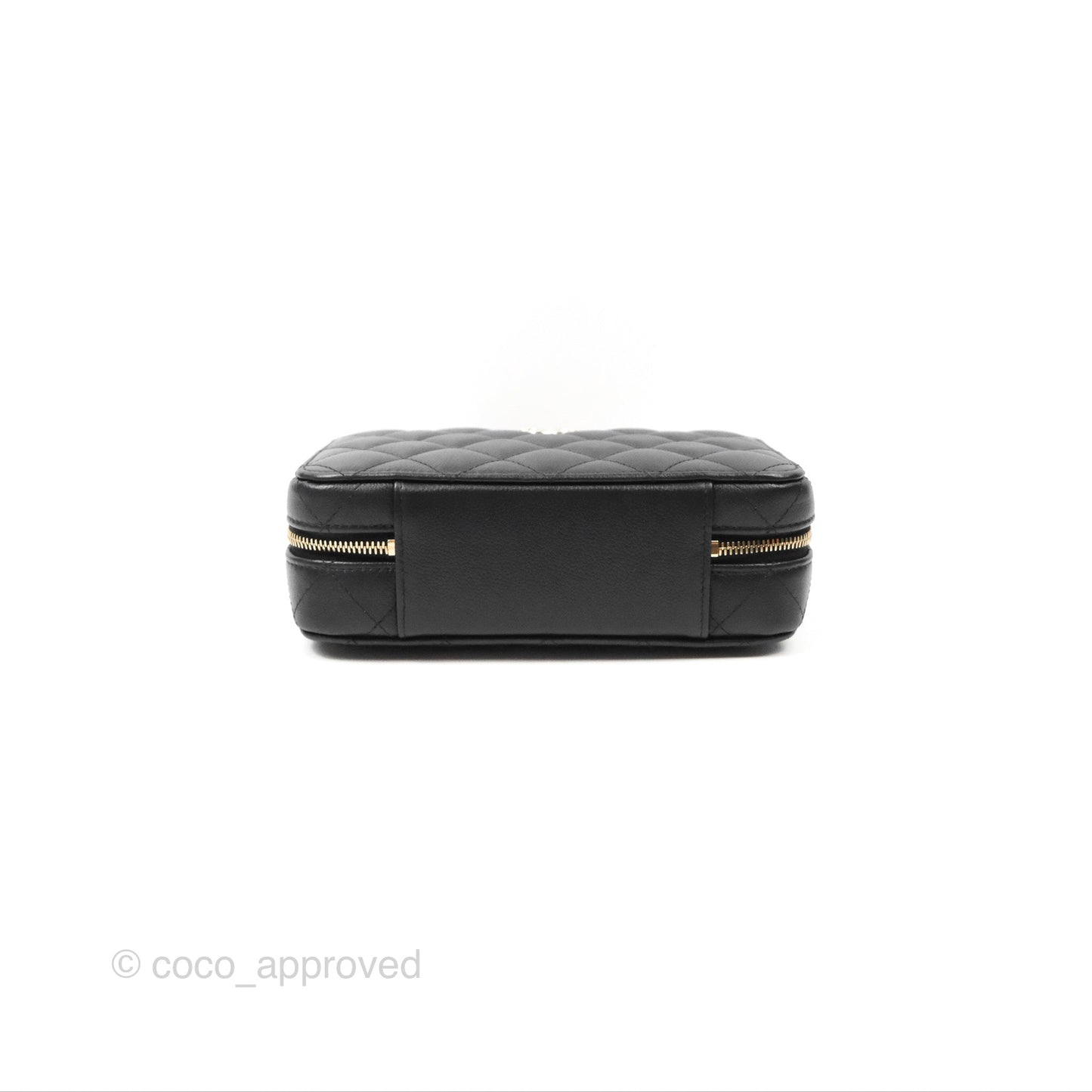 Chanel Quilted Top Handle Vanity Case Black Caviar Gold Hardware 22P