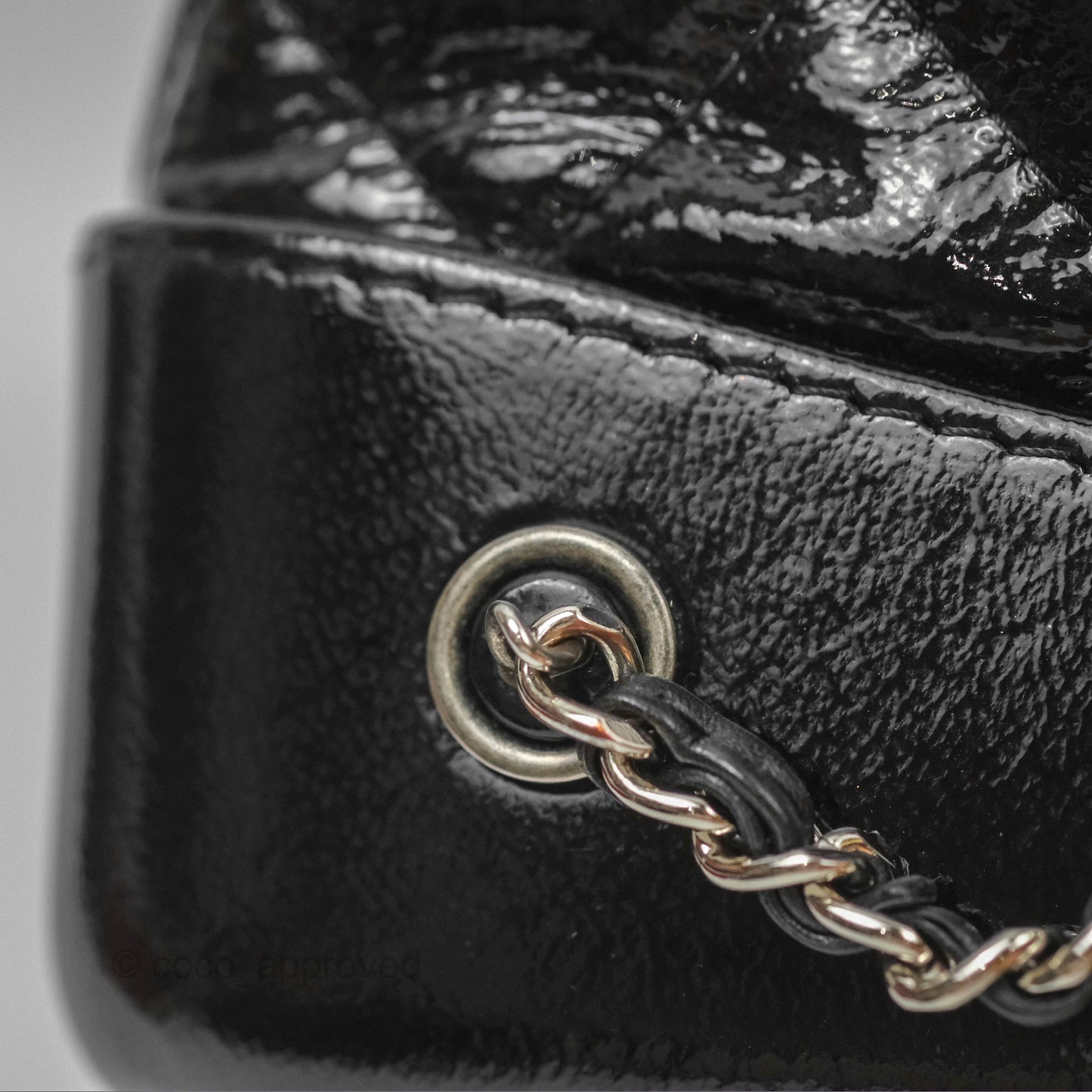 Chanel Small Gabrielle Backpack Black Patent Goatskin