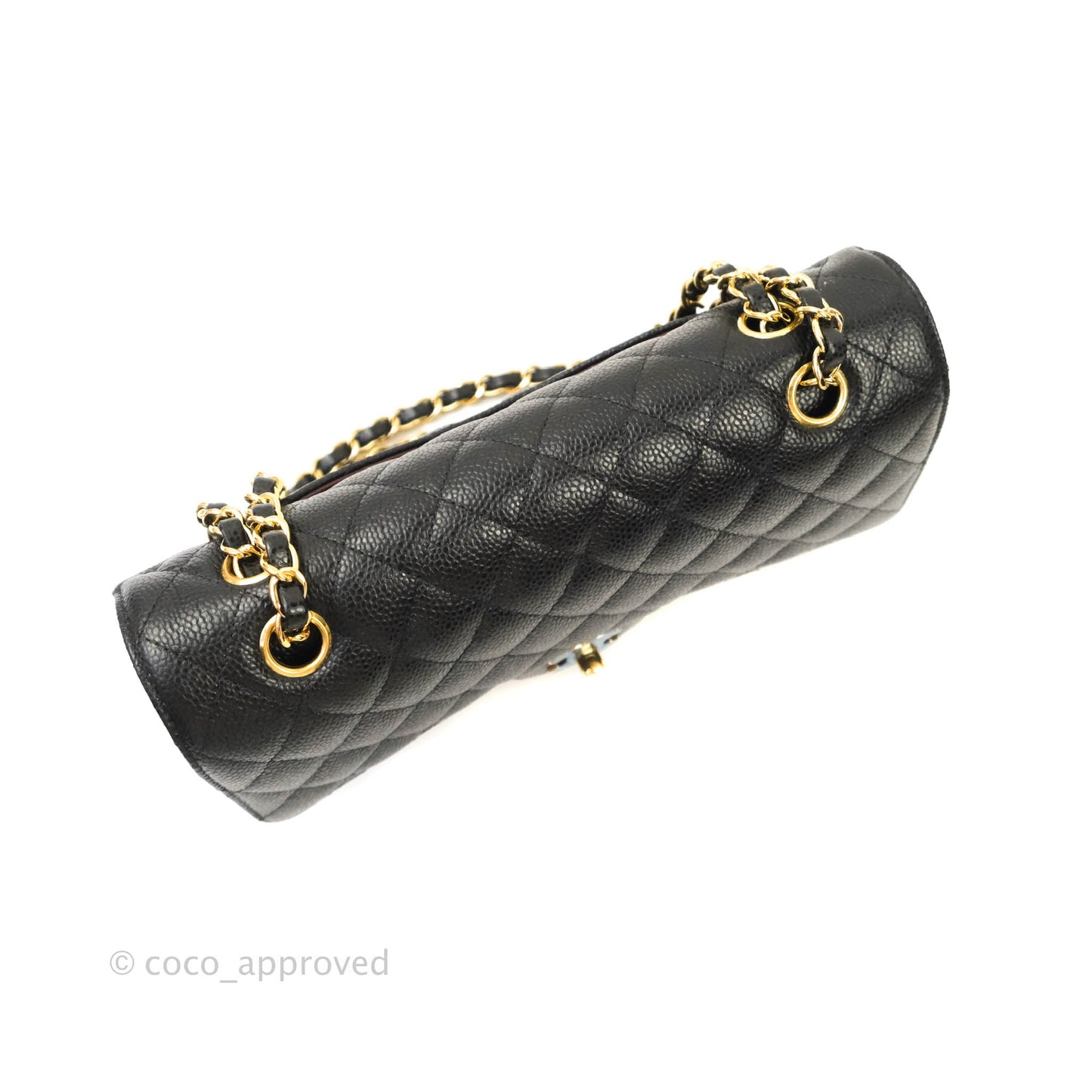 Chanel Quilted M/L Medium Double Flap Black Caviar Gold Hardware