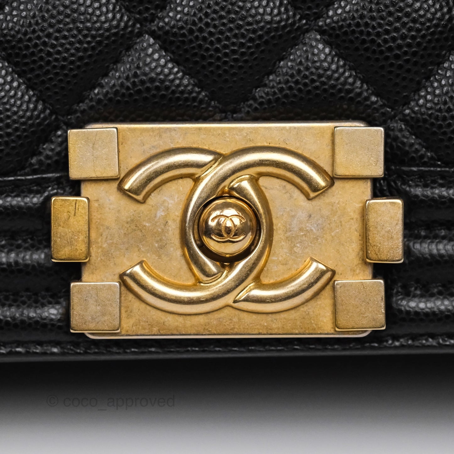 Chanel Medium Boy Quilted Black Caviar Aged Gold Hardware