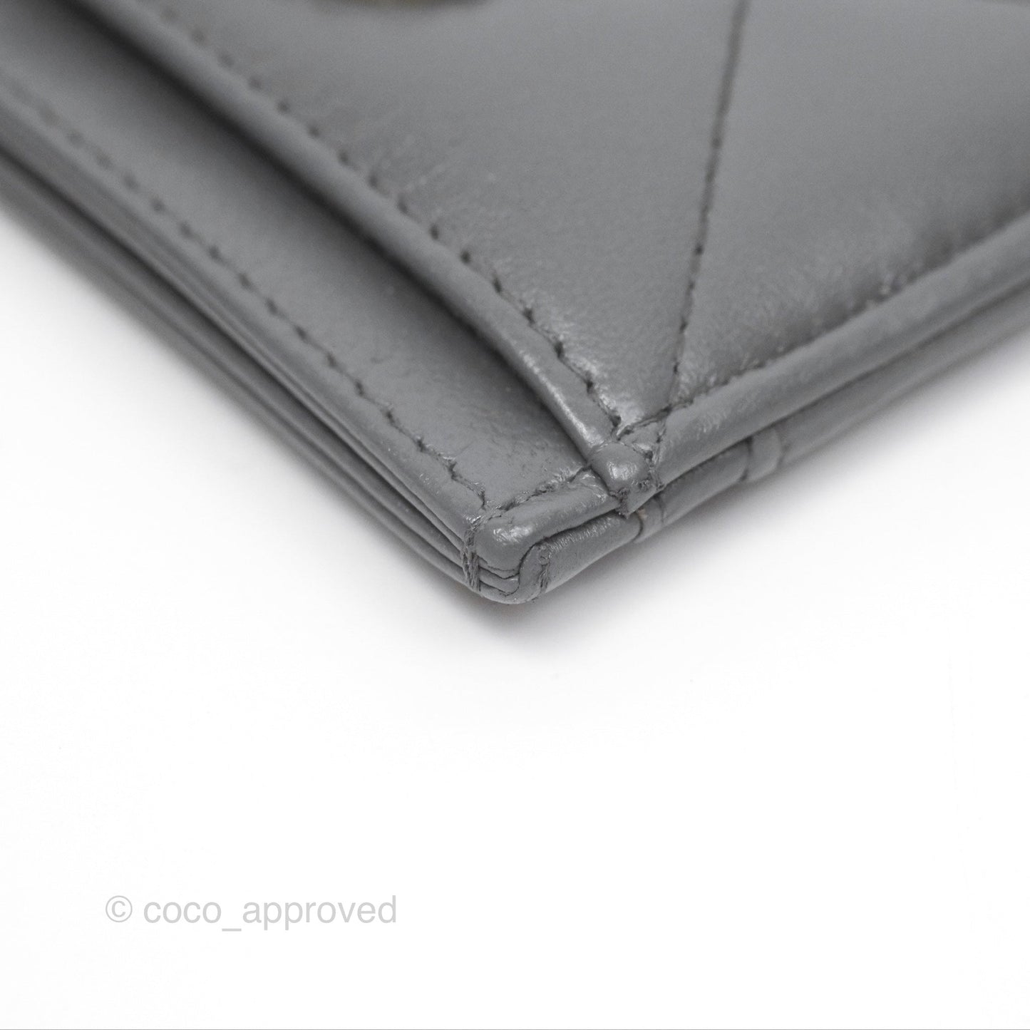 Chanel 19 Quilted Flat Card Holder Dark Grey Lambskin