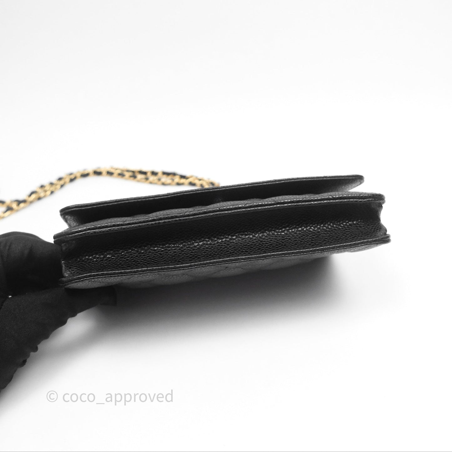 Chanel Classic Quilted Wallet On Chain WOC Black Caviar Gold Hardware