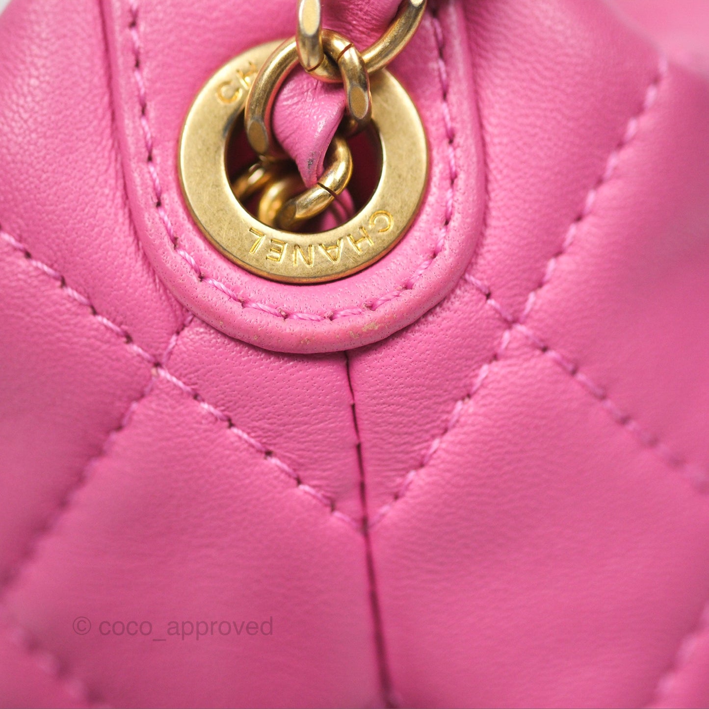 Chanel Quilted Small Perfect Meeting Hobo Pink Lambskin Aged Gold Hardware