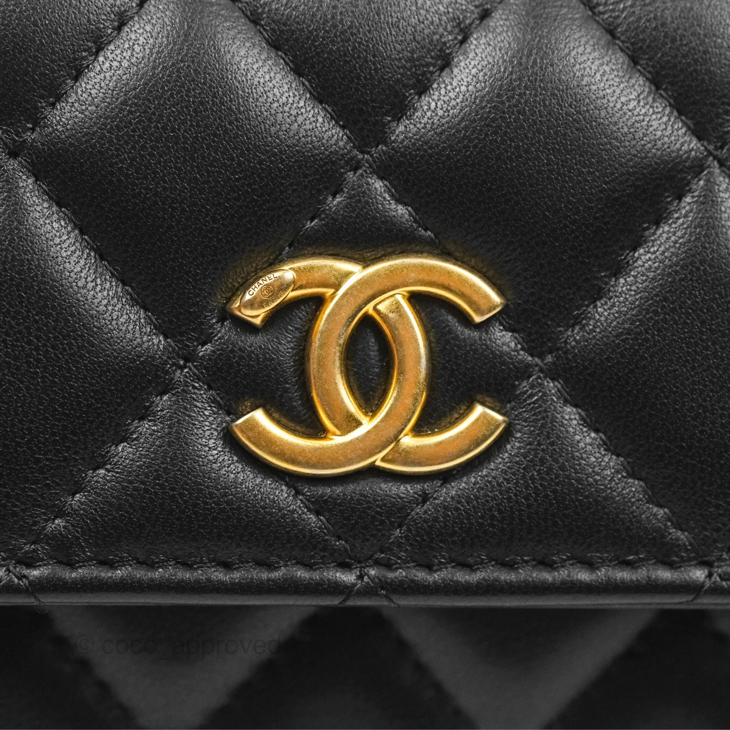 Chanel Mini WOC Phone Holder with Camellia Adjustable Chain Black Lambskin
