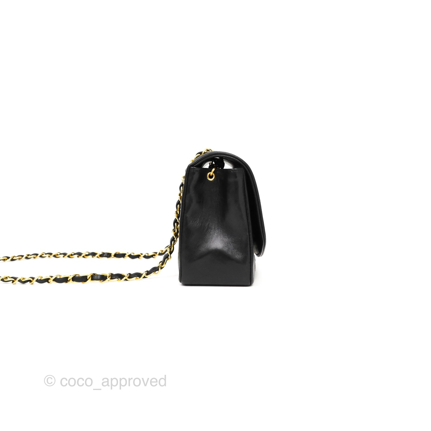 Chanel Vintage Small Classic Diana Quilted Black Lambskin 24K Gold Hardware