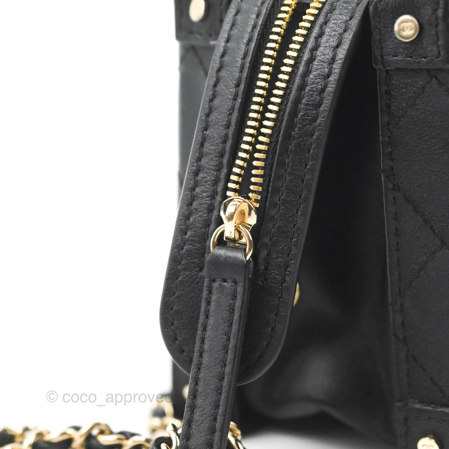 Chanel Quilted Vanity Case with Chain Black Calfskin Gold Hardware 22B