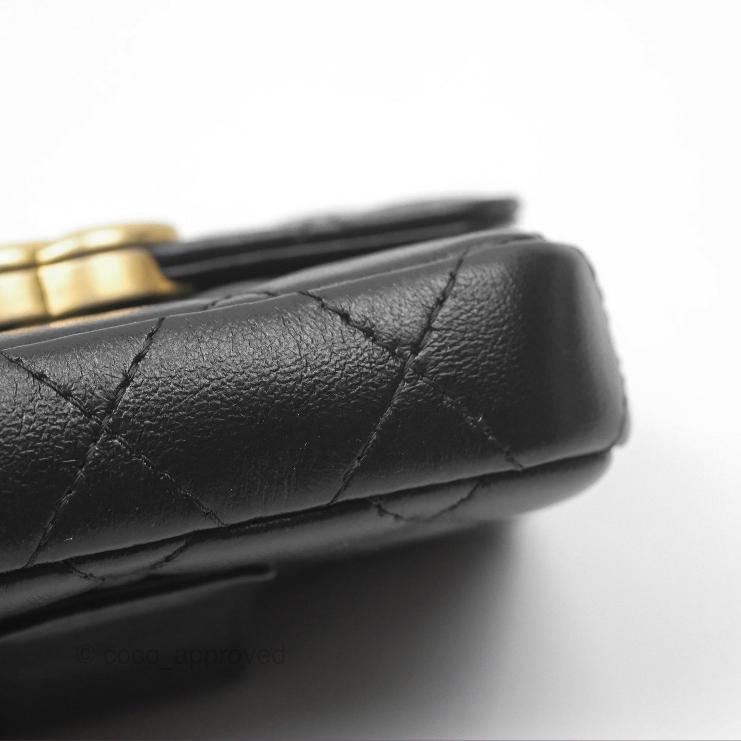 Chanel Mini Card Holder Belt Bag Black Lambskin Aged Gold Hardware