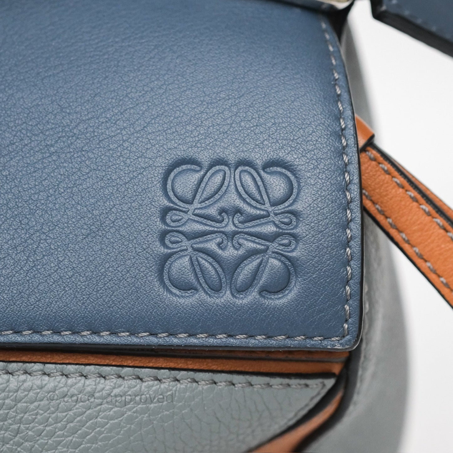 Loewe Medium Puzzle Bag Stone Blue Indigo Tan Calfskin Silver Hardware