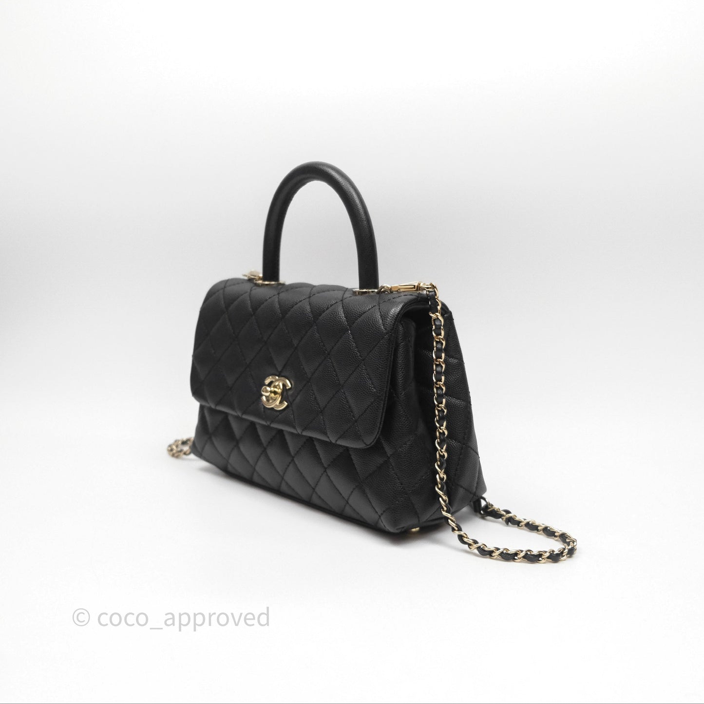 Chanel Small Coco Handle Quilted Black Caviar Gold Hardware