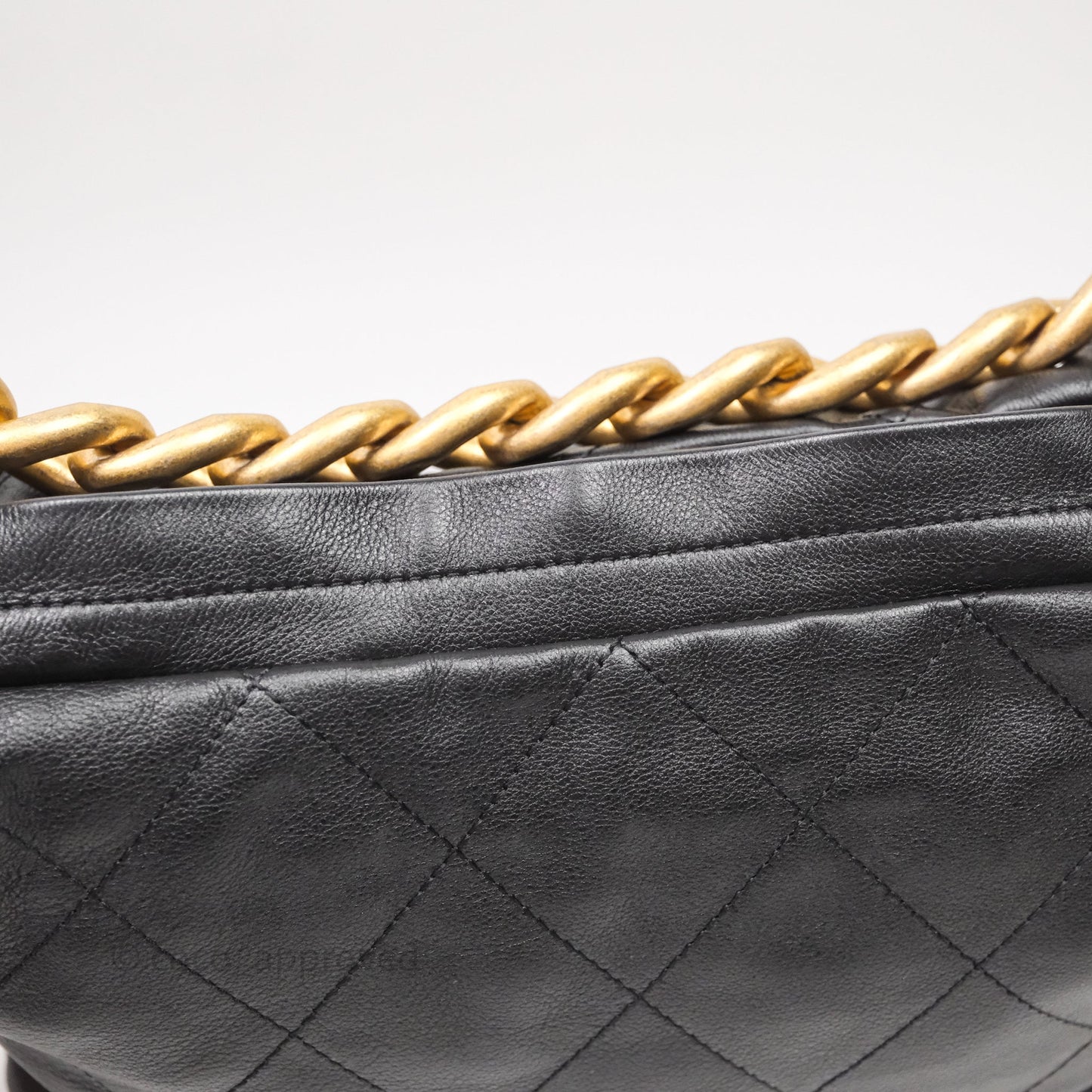 Chanel Hobo Bag Black Calfskin Aged Gold Hardware