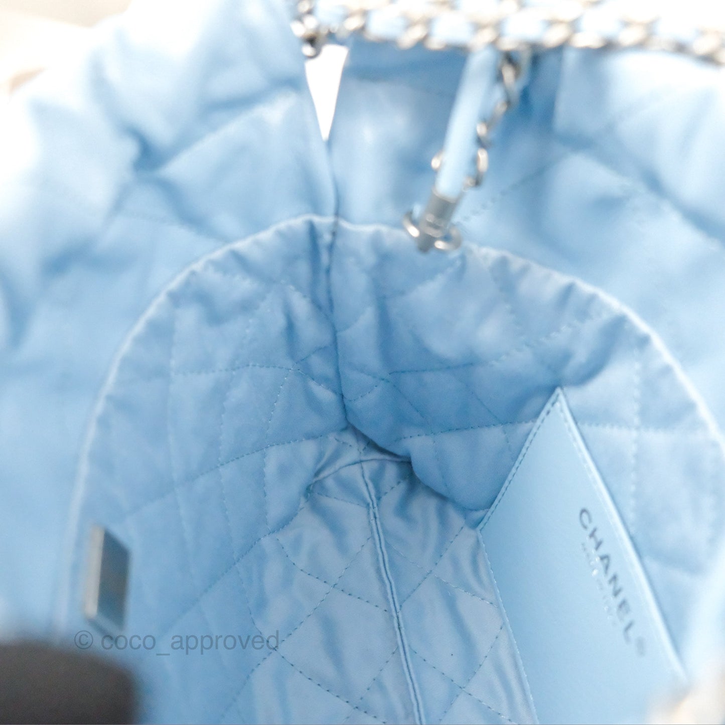Chanel 22 Mini Bag Light Blue Crumpled Calfskin