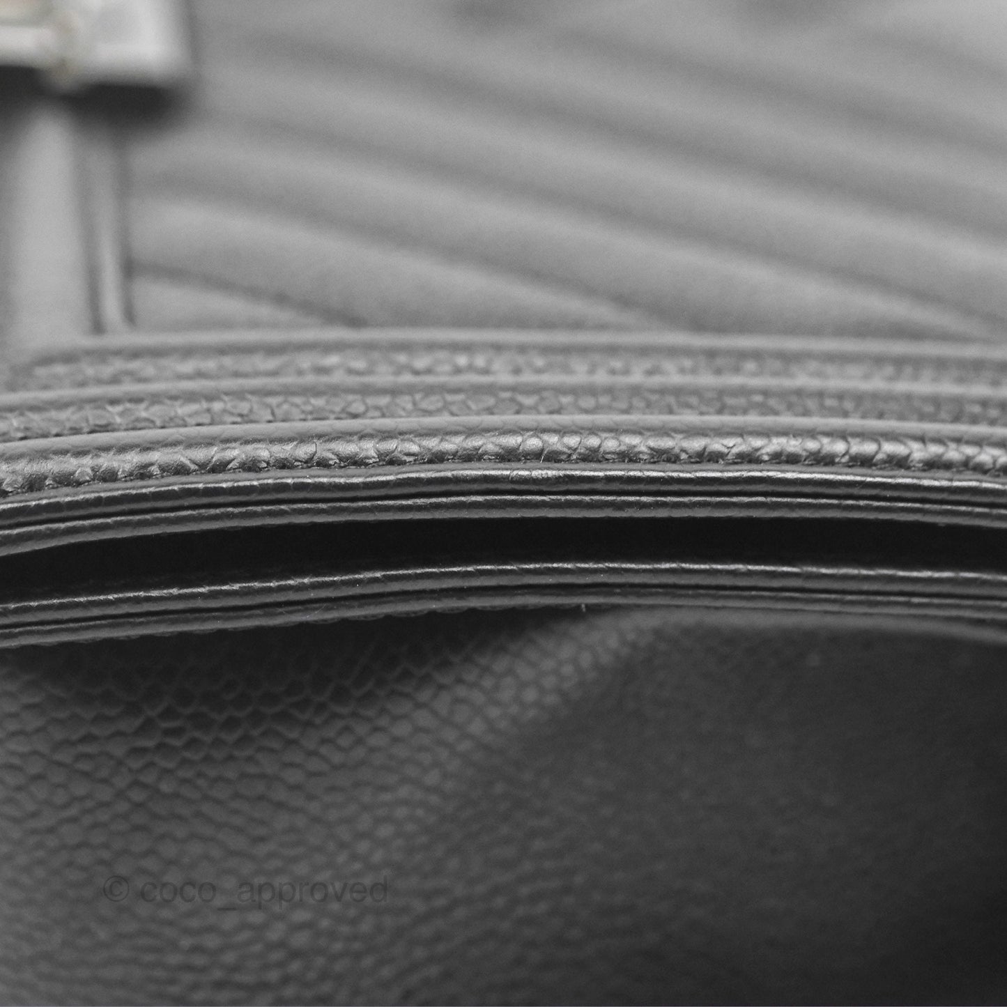 Chanel Medium Boy Chevron Black Caviar Ruthenium Hardware