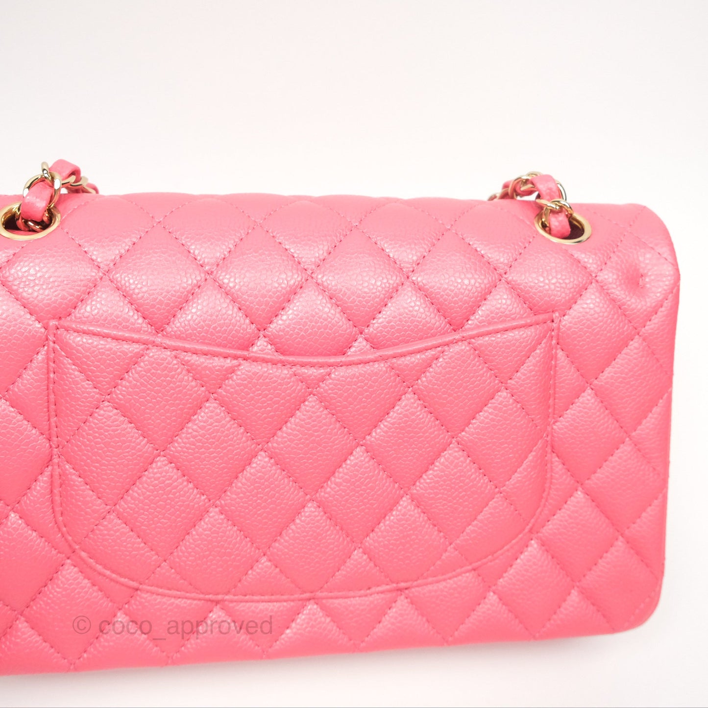 Chanel Medium Classic Flap Quilted Iridescent Pink Caviar Gold Hardware 18S