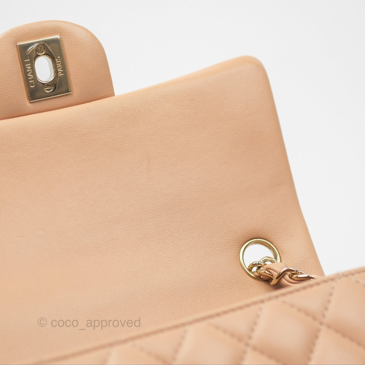Chanel Quilted Mini Rectangular Beige Lambskin Gold Hardware