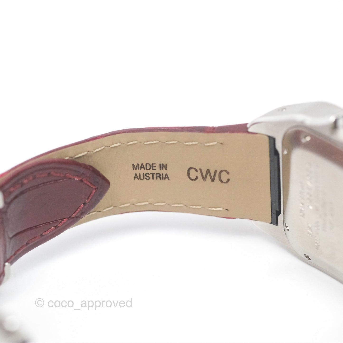 Cartier Santos-Dumont Automatic Steel Watch Burgundy Alligator-skin Strap