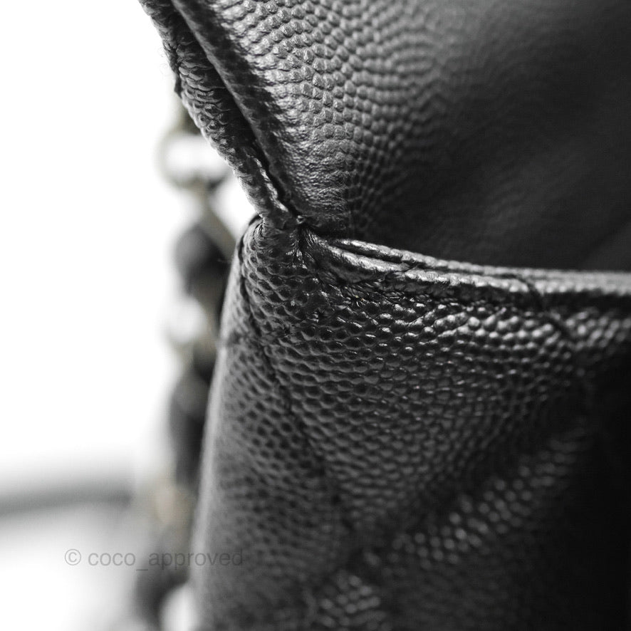 Chanel Medium Coco Handle Quilted Black Caviar Lizard Handle Ruthenium Hardware
