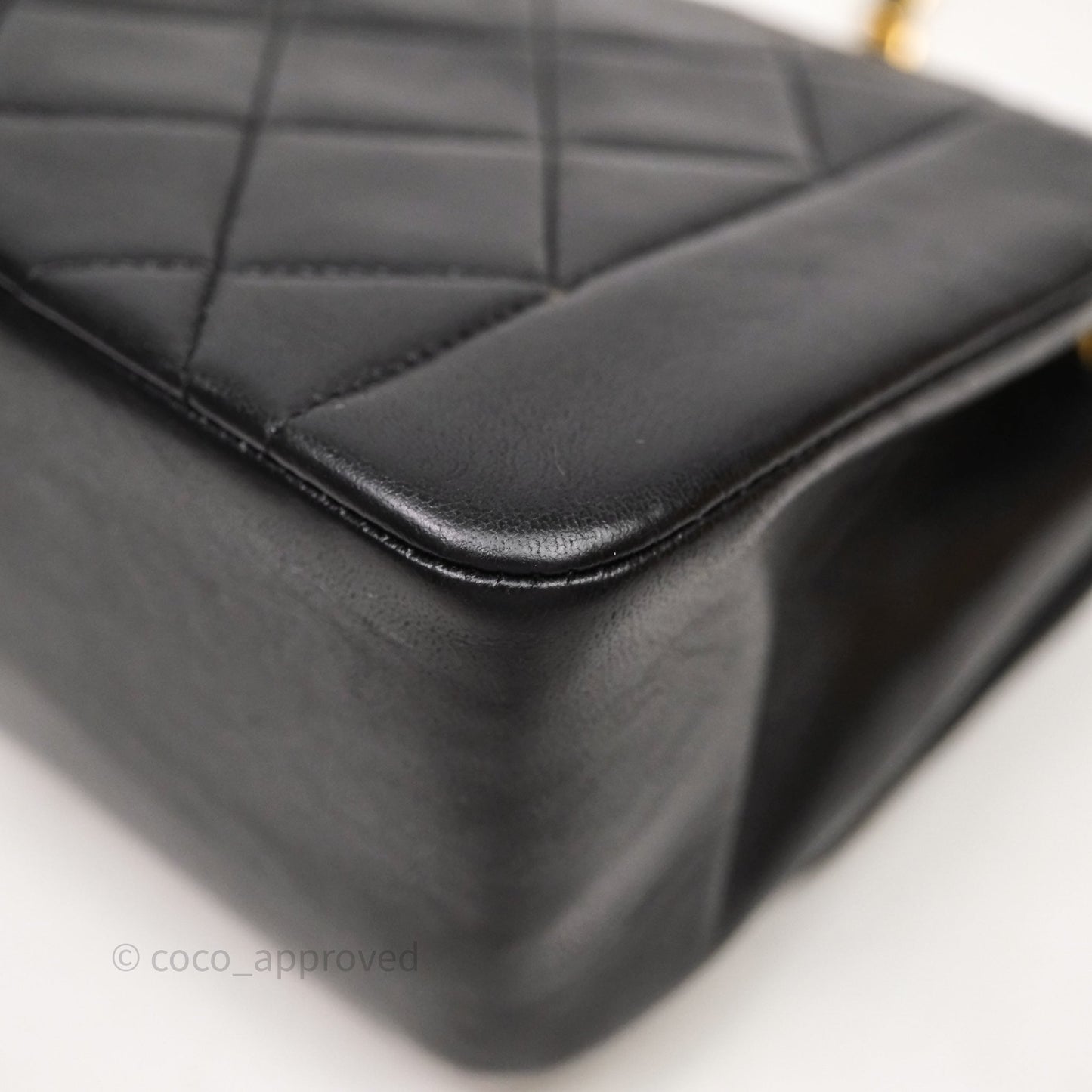 Chanel Vintage Small Classic Diana Flap Bag Black Lambskin 24K Gold Hardware