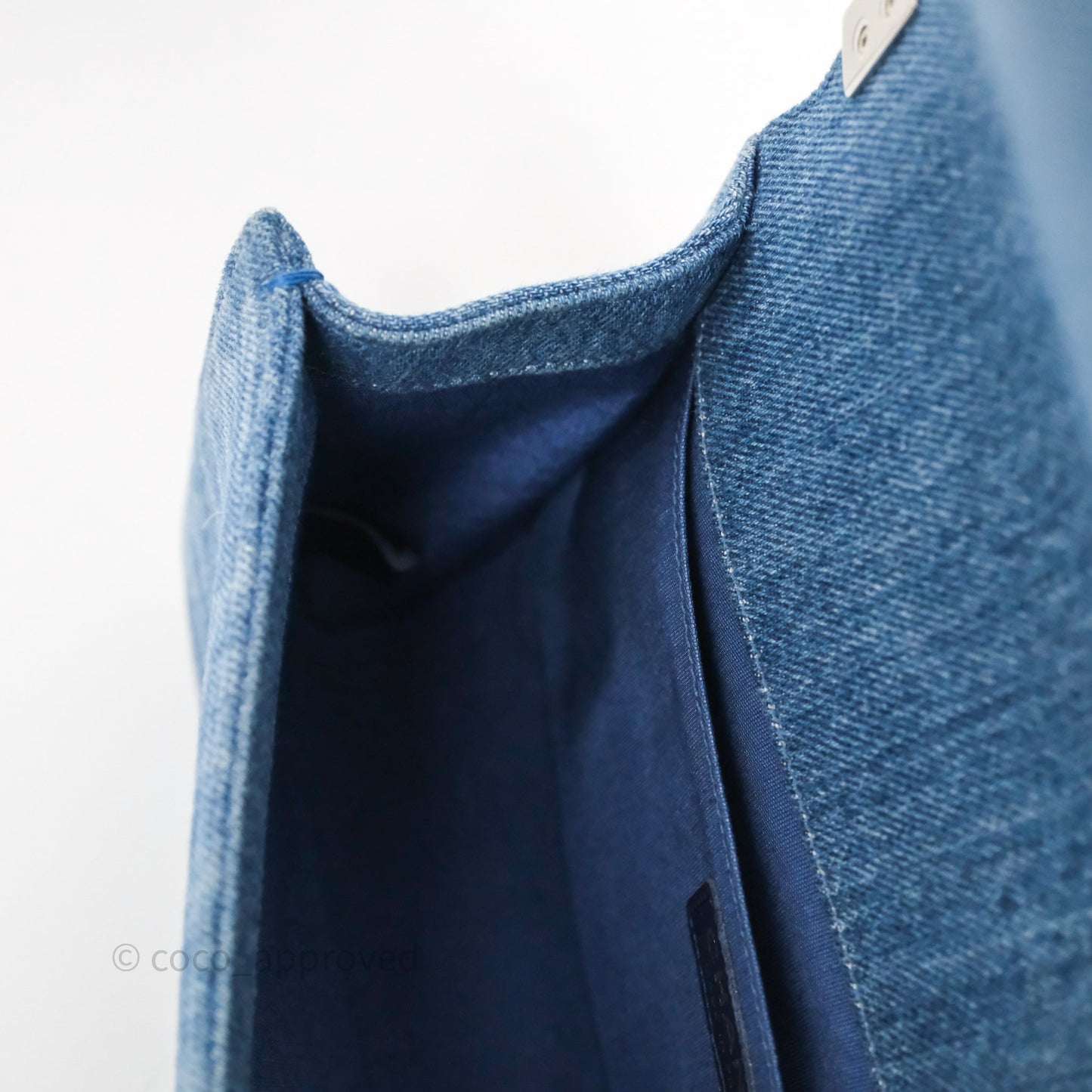 Chanel Medium Boy Blue Denim Tweed Silver Hardware