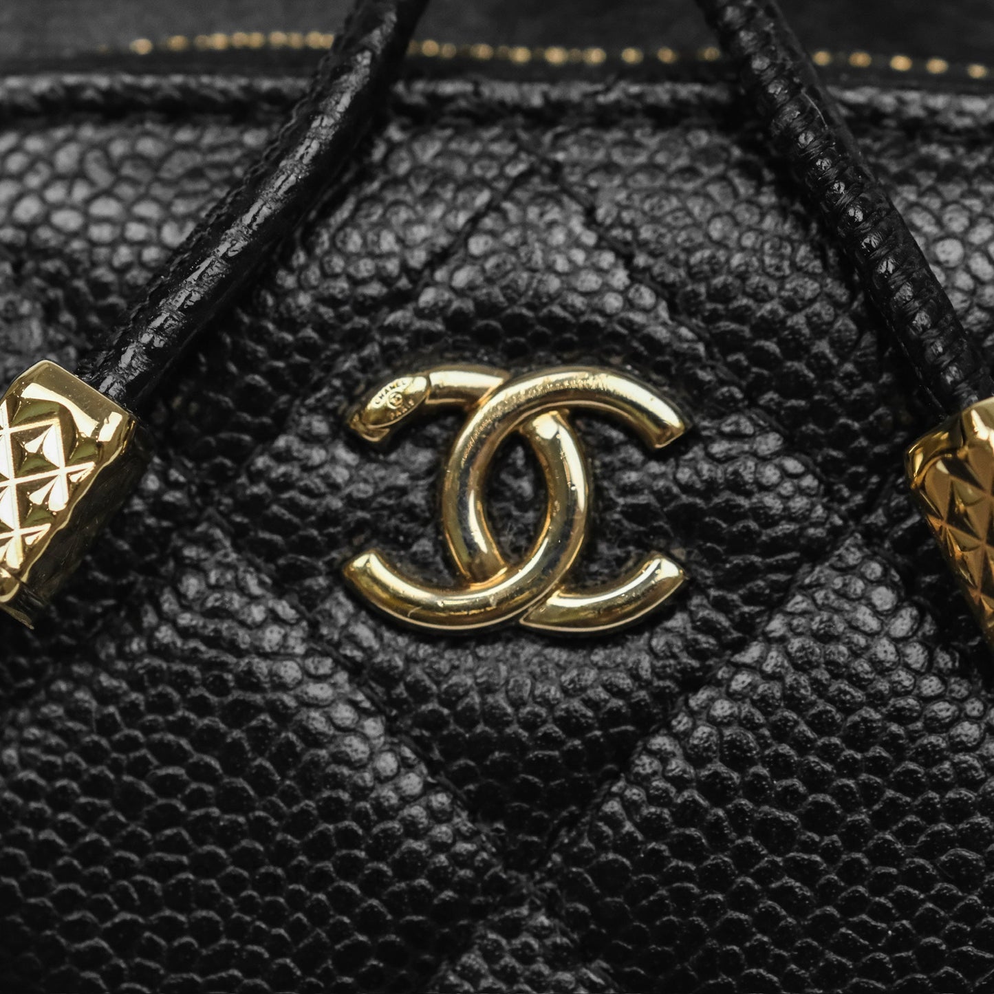 Chanel Mini Pocket Bucket Bag Black Caviar Gold Hardware