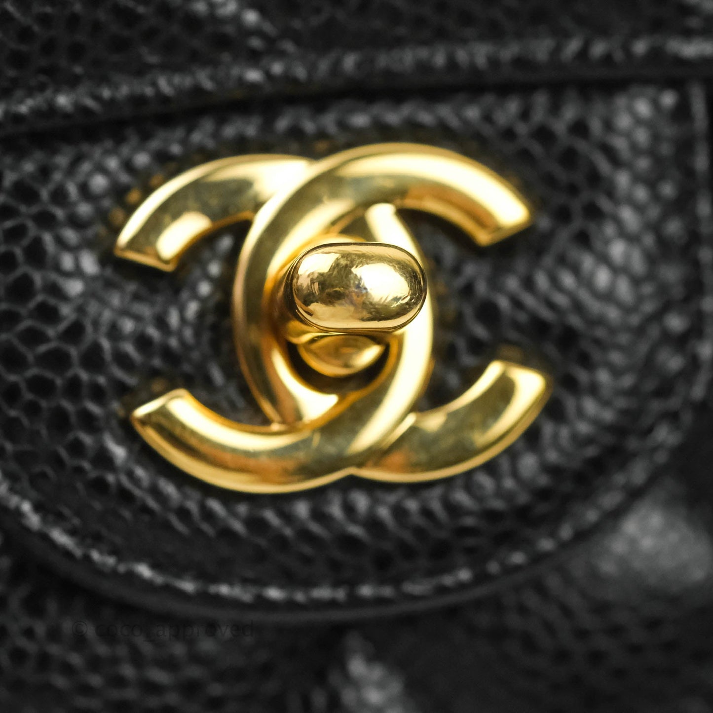 Chanel Quilted M/L Medium Double Flap Black Caviar Gold Hardware