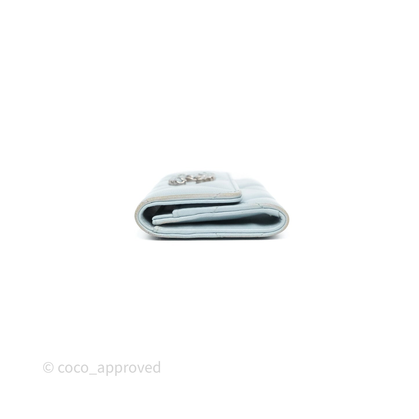 Chanel 19 Flap Card Holder Light Blue Lambskin