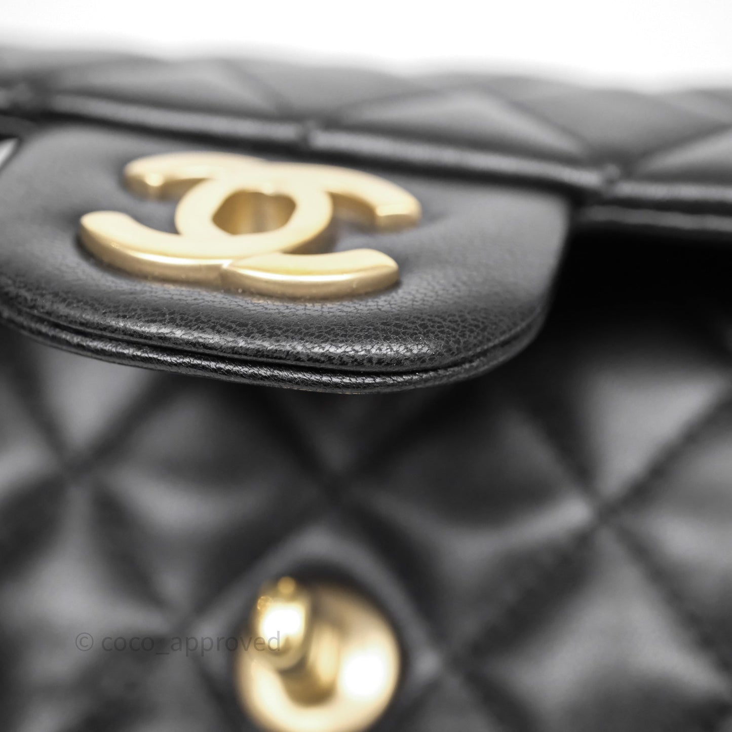 Chanel Quilted Extra Mini Rectangular Flap Black Lambskin Aged Gold Hardware