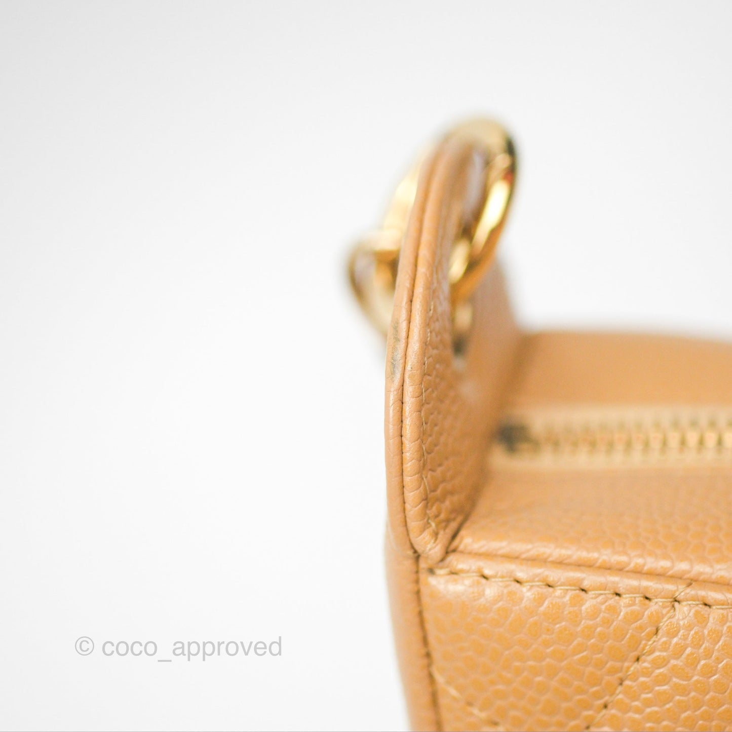 Chanel Vintage CC Quilted Hobo Shoulder Bag Beige Caviar Gold Hardware