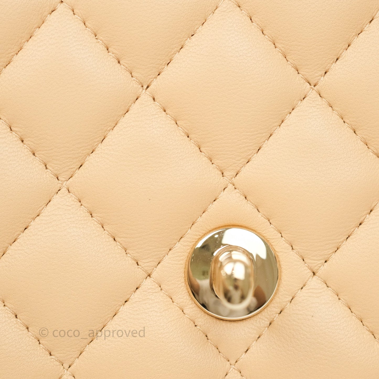 Chanel Mini Rectangular Quilted Beige Lambskin Gold Hardware