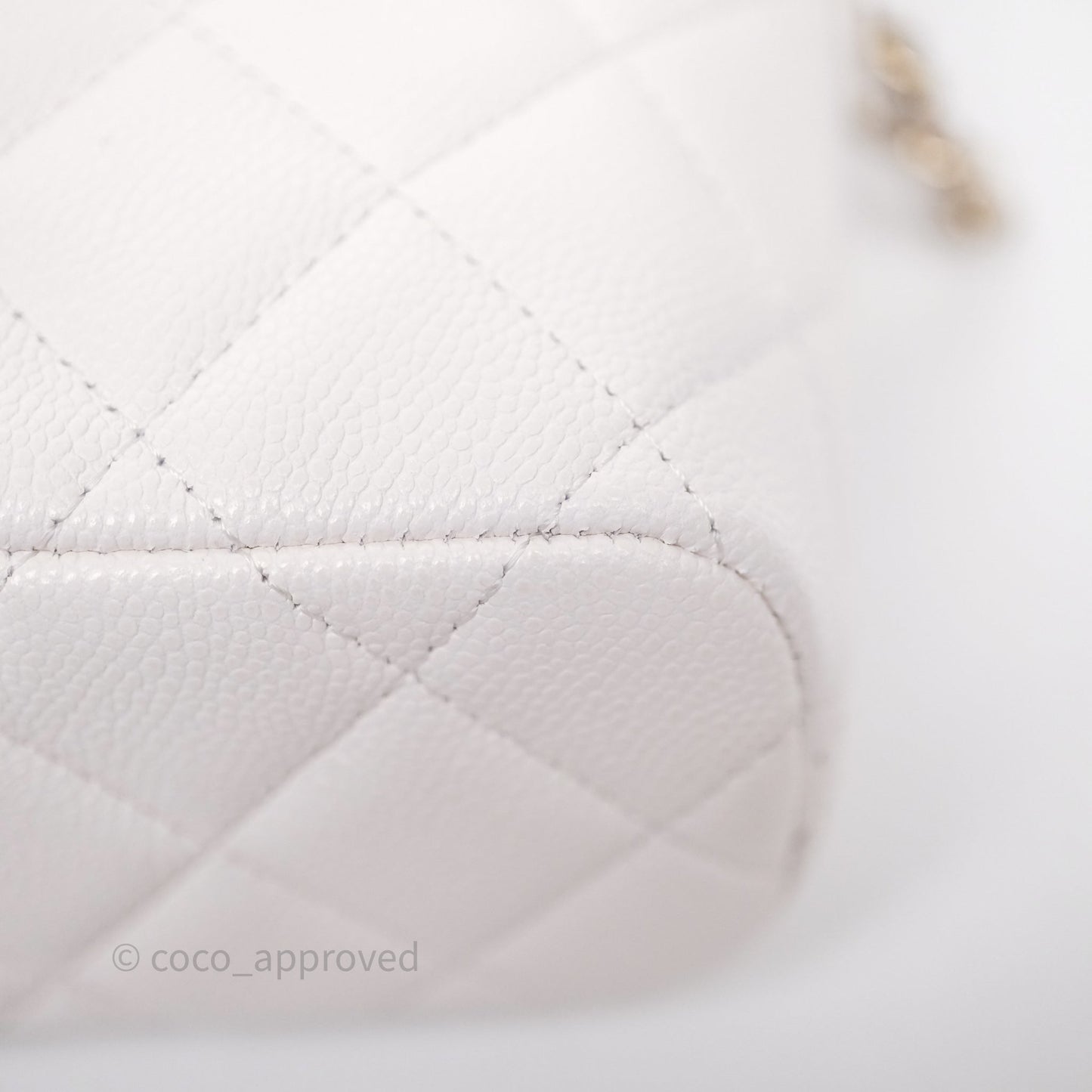 Chanel Quilted Hobo With Chain White Caviar Gold Hardware