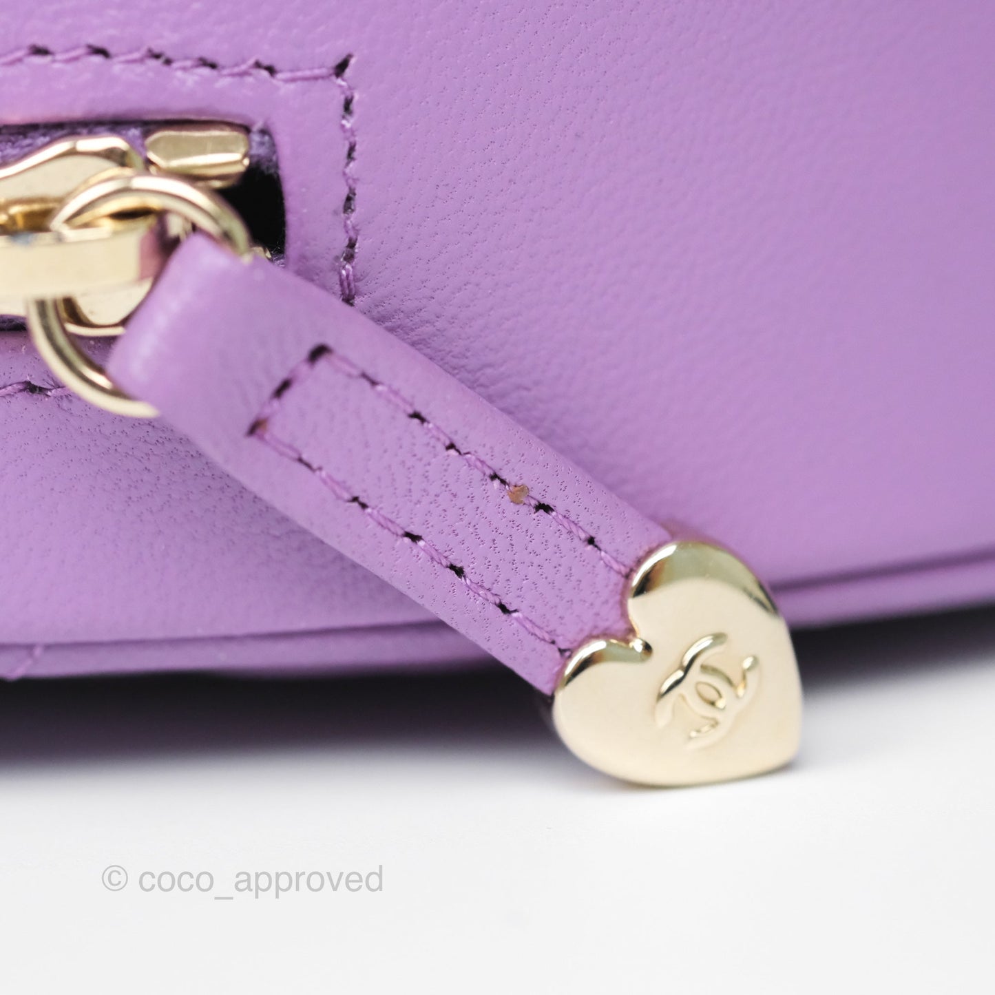 Chanel Small Heart Bag Purple Lambskin Gold Hardware 22S