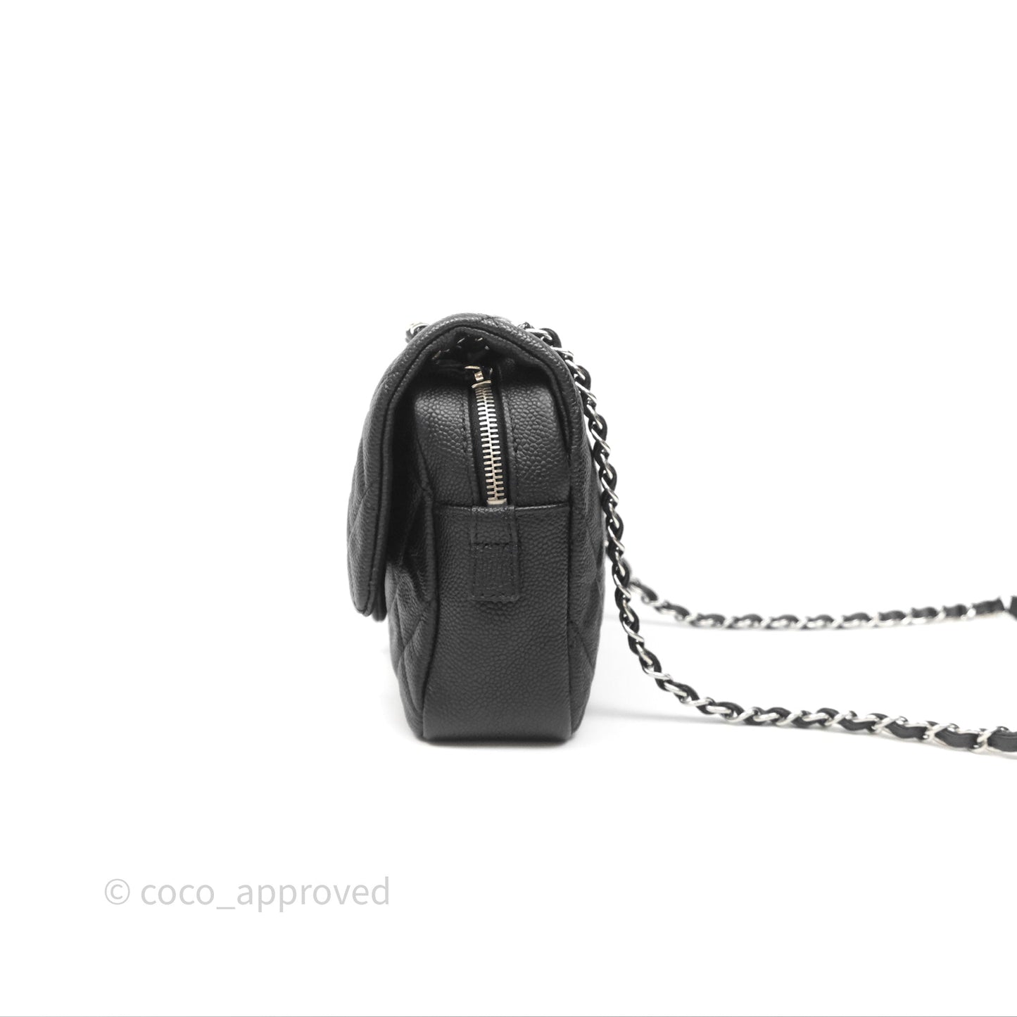 Chanel Quilted Easy Flap Bag Black Caviar Silver Hardware