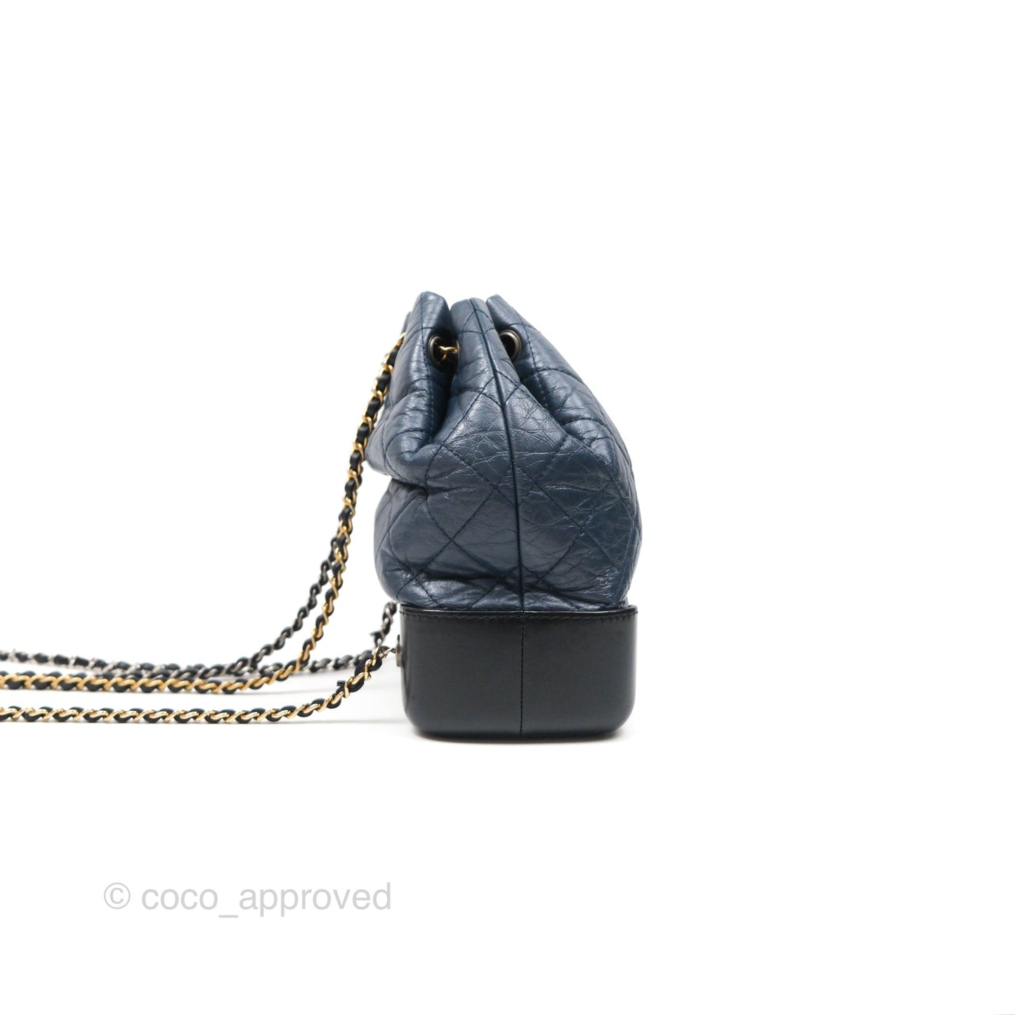 Chanel Small Gabrielle Backpack Navy Black Aged Calfskin