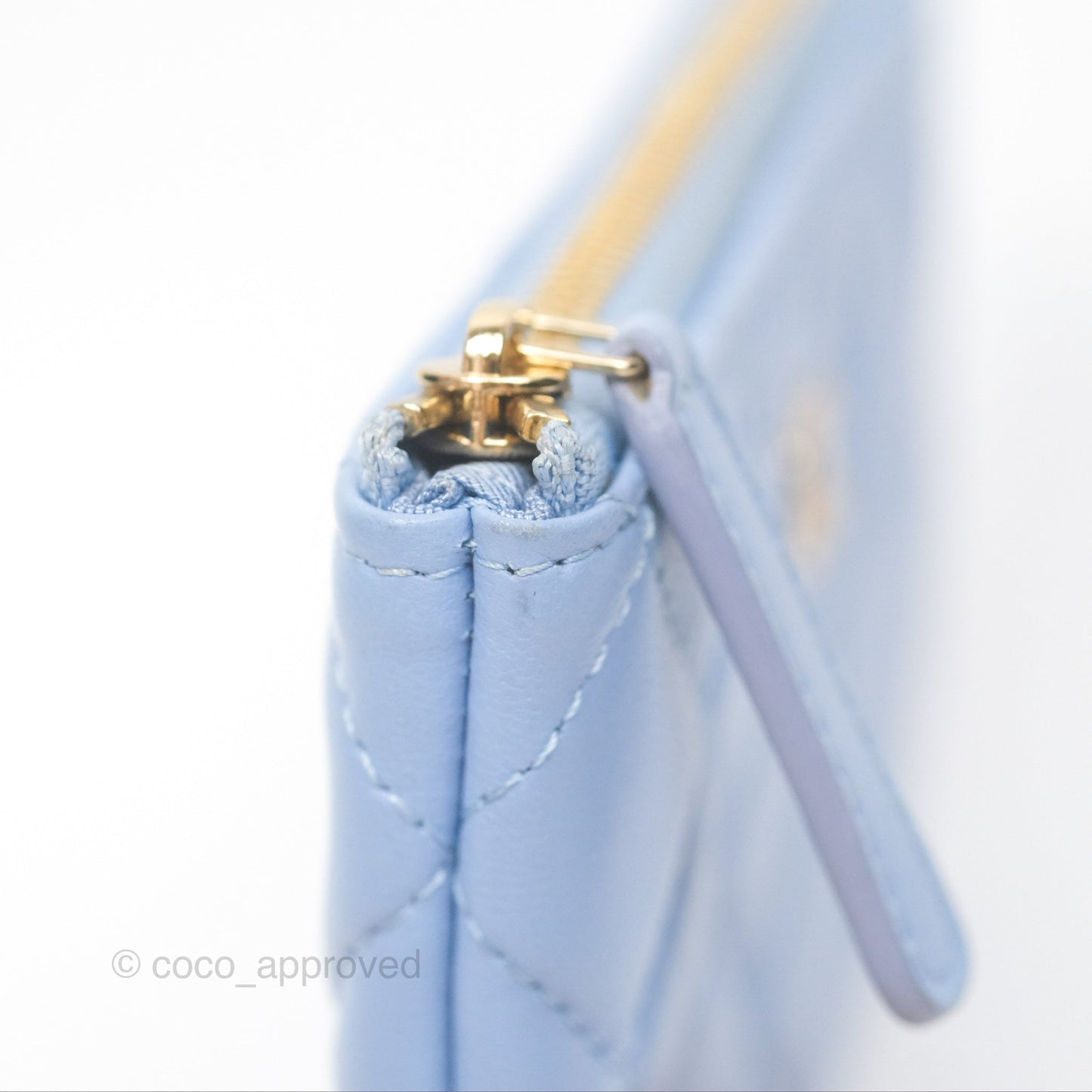 Chanel Quilted Mini O Case Blue Lambskin Gold Hardware