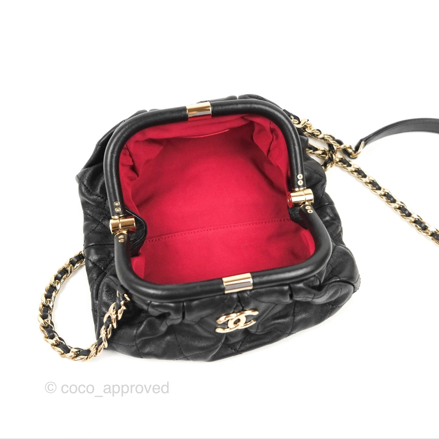 Chanel Black Clutch Bag Lambskin Gold Hardware