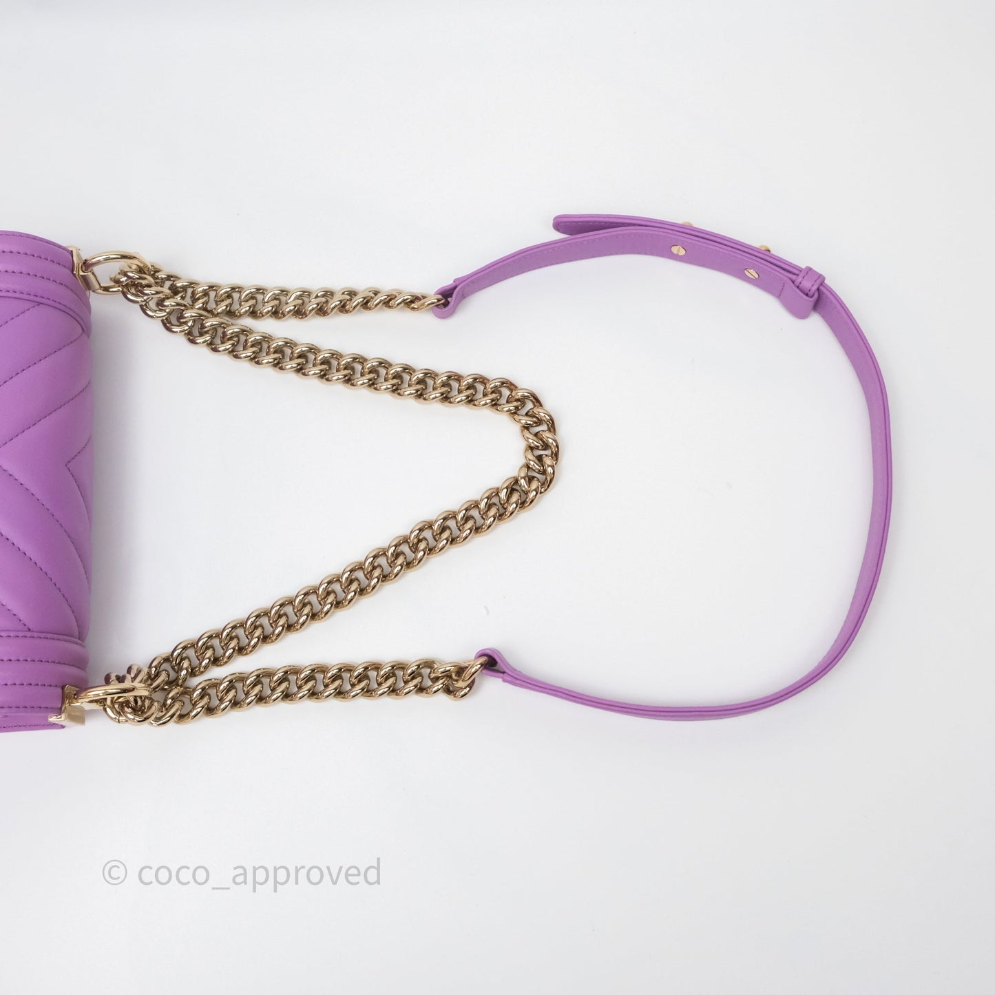 Chanel Chevron Small Boy Purple Calfskin Gold Hardware