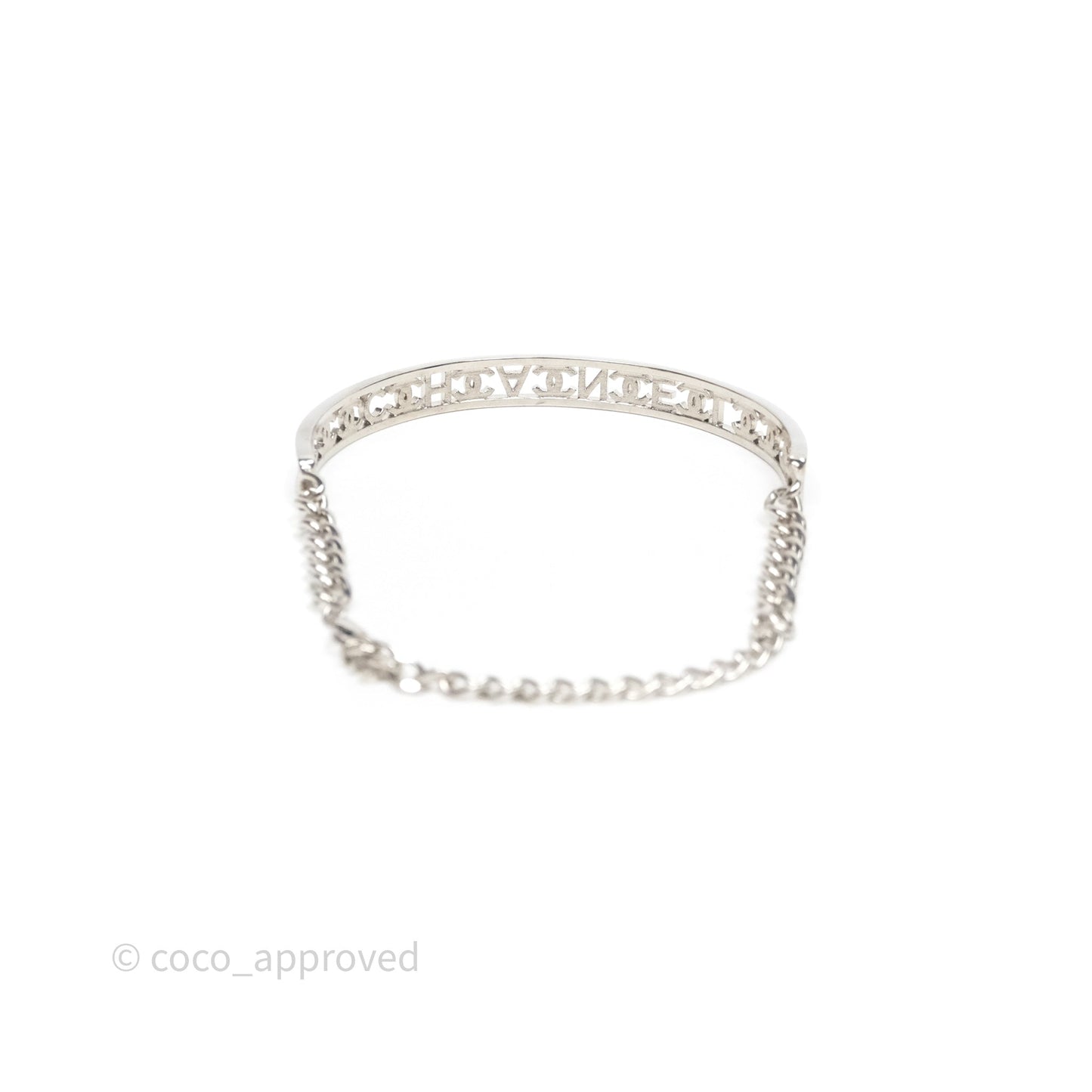 Chanel Crystal Logo Silver Chain Choker 22A